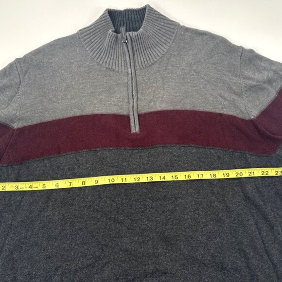Sun River Sweater Mens XL Gray Colorblock Pullover Knit 1/4 Zip Mock Neck Preppy - Picture 6 of 10
